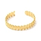 Ion Plating(IP) 304 Stainless Steel Leaf Open Cuff Bangles, Jewelry for Women, Real 18K Gold Plated, Inner Diameter: 2-1/4 inch(5.55cm)