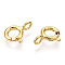 925 Sterling Silver Spring Ring Clasps, with 925 Stamp, Real 18K Gold Plated, 9x6x1.5mm, Hole: 1.6mm