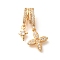 Brass Micro Pave Cubic Zirconia Pendants, Cadmium Free & Nickel Free & Lead Free, Flower Charms, Real 18K Gold Plated, 27.5x8x7mm, Hole: 5x4mm