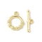 Alloy Toggle Clasps, Cadmium Free & Lead Free, Rack Plating, Ring with Flower, Golden, Ring: 14x11.5x2.5mm, Hole: 1.4mm, Bar: 5x16.5x2.5mm, hole: 1.4mm