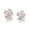 Brass Micro Pave Cubic Zirconia Slide Charms, Long-Lasting Plated, Cross, for Religion, Clear, Real Platinum Plated, 11.5x11.5x6mm, Hole: 2mm