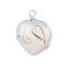 Opalite Pendants, with Silver Tone Copper Wire Wrapped, Heart, 39~41x30~30.5x8.5~9.5mm, Hole: 4~4.2mm