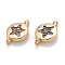 Brass Micro Pave Clear Cubic Zirconia Beads Links Connectors, Long-Lasting Plated, Flat Round with Star, Real 18K Gold Plated, 13x8x3mm, Hole: 1.4mm