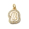 Brass Micro Pave Cubic Zirconia Pendants, Cadmium Free & Nickel Free & Lead Free, with Jump Rings, Real 18K Gold Plated, Letter B, 19x13x2mm, Hole: 3.8mm
