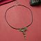 Alloy Enamel Dragon Wrapped Sword Pendant Necklaces, Waxed Cord Necklaces, Antique Silver, Green, 17.83 inch(45.3cm)