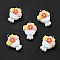 Opaque Resin Pendants, Bouquet Charm, with Platinum Tone Iron Loops, White, 28.5x20.5x9mm, Hole: 2x2.7mm