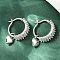 Heart Brass Micro Pave Clear Cubic Zirconia Hoop Earrings, Heart Charms, Cadmium Free & Lead Free, Rack Plating, Long-Lasting Plated, Platinum, 30x7.5mm