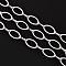 Brass Handmade Chains, Marquise Link Chains, Unwelded, with Spool, Silver Color Plated, Size: horse eye: about 6mm wide, 11mm long, 1mm thick, link: about 1.2mm wide, 7.5mm long, 3mm thick, about 32.8 Feet(10m)/roll