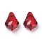 Faceted Glass Pendants, Leaf, Red, 16x11x6mm, Hole: 1.5mm