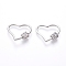 Brass Micro Pave Cubic Zirconia Screw Carabiner Lock Charms, for Necklaces Making, Clear, Heart, Platinum, 22x26x2mm
