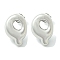 Rack Plating Brass Earrings, Cadmium Free & Lead Free, Long-Lasting Plated, Stud Earrings, Alphabet, Platinum, Letter Q, 15x10.5mm