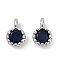Brass Pave Cubic Zirconia Pendants, Single Stone Charms, Flat Round, Rack Plating, Long-Lasting Plated, Platinum, Prussian Blue, 6.5~7x4.5~5x3mm, Hole: 1mm