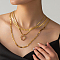 3Pcs Heart Brass Cubic Zirconia Pendant Necklaces, 201 Stainless Steel Chain Necklace Sets for Women, Daily Holiday Wear, Golden, 17.72~23.62 inch(45~60cm)