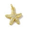 Brass Micro Pave Cubic Zirconia Pendants, Cadmium Free & Nickel Free & Lead Free, Real 18K Gold Plated, Starfish Charms, Clear, 17.5x15x2.5mm, Hole: 3mm