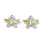 Brass Micro Pave Clear Cubic Zirconia Charms, Cadmium Free & Nickel Free & Lead Free, with Glass, Butterfly, Real Platinum Plated, Gold, 11x13.5x4mm, Hole: 1.2mm