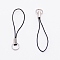 Polyester Cord Mobile Straps, with Platinum Plated Iron Findings, Black, 5.6cm