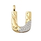 Brass Micro Pave Cubic Zirconia Pendants, Cadmium Free & Nickel Free & Lead Free, Letter Charms, Real 18K Gold Plated, Letter U, 26.5x18.5x4mm, Hole: 5x2.5mm