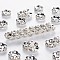 Brass Middle East Rhinestone Spacer Beads, Rondelle, Nickel Free, Silver, Crystal, 7x3.2mm, Hole: 1mm