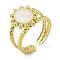 304 Stainless Steel Enamel Open Cuff Rings for Women, Oval, Real 18K Gold Plated, Inner Diameter: Adjustable