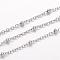 Tarnish Resistant 304 Stainless Steel Cable Chains, Soldered, Satellite Chains, with Rondelle Beads, Stainless Steel Color, 2x1.5x0.4mm