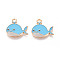 Marine Animals Alloy Enamel Pendants, Light Gold, Whale, 16x16.9x1.1mm, Hole: 1.8mm