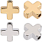 60Pcs 2 Colors Brass Beads, Cross, Mixed Color, 8x8x3mm, Hole: 1.4mm, 30pcs/color