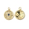 Brass Micro Pave Cubic Zirconia Pendants, Cadmium Free & Nickel Free & Lead Free, with Jump Ring, Flat Round with Flower Pattern, Real 18K Gold Plated, 18.5x16x2.3mm, Hole: 3.6mm