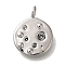 Brass Pendant Rhinestone Settings, Cadmium Free & Nickel Free & Lead Free, Round, Real Platinum Plated, Fit for 1 and 1.8mm Rhinestone, 16x12x1mm, Hole: 2.5mm