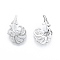 Brass Micro Pave Clear Cubic Zirconia Pendant, Flower, Real Platinum Plated, 30x19x5.5mm, Hole: 5x2.5mm
