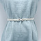 White Plastic Imitation Pearl Beaded Stretch Waist Chains, with Alloy Clasps, Platinum, Bowknot, 650mm
