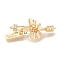 Brass Micro Pave Clear Cubic Zirconia Fold Over Clasps, Cadmium Free & Nickel Free & Lead Free, Flower, Real 18K Gold Plated, 24x15x9.5mm, Hole: 1.2mm