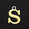 201 Stainless Steel Charms, Laser Cut, Letter, Golden, Letter.S, 12x8x1mm, Hole: 1.5mm