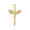3Pcs Brass Micro Pave Cubic Zirconia Pendants, Cadmium Free & Nickel Free & Lead Free, Fairy Charms, Real 18K Gold Plated, 32x24x3mm
