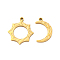 304 Stainless Steel Pendants, Left and Right, Couples Charms, Sun & Moon Charm, Golden, 18~20x11~18x2mm, Hole: 1.6mm, 2pcs/set
