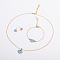 Heart Alloy Enamel Link Bracelets & Stud Earrings & Pendant Necklaces for Women, Light Sky Blue, 420mm