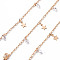 Handmade Brass Cable Chains, with Cubic Zirconia Charms, Soldered,  Spool, Star, Real 18K Gold Plated, Clear, 2x1.5x0.3mm, about 16.4 Feet(5m)/roll
