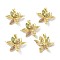 Brass Cubic Zirconia Pendants, Long-Lasting Plated, Lead Free & Cadmium Free, Real 18K Gold Plated, Flower, Colorful, 24.5x29x6mm, Hole: 3.5x4mm