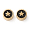 Ion Plating(IP) 304 Stainless Steel Beads, with Enamel, Flat Round, Real 18K Gold Plated, Star, 8x3mm, Hole: 2mm