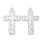 Non-Tarnish 304 Stainless Steel Pendants, Cross Charm, Stainless Steel Color, 38x23.5x2mm, Hole: 3mm