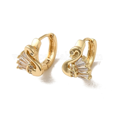 Серьга-кольцо KC из позолоченной латуни с микропаве и фианитами EJEW-L271-11KCG-03-1