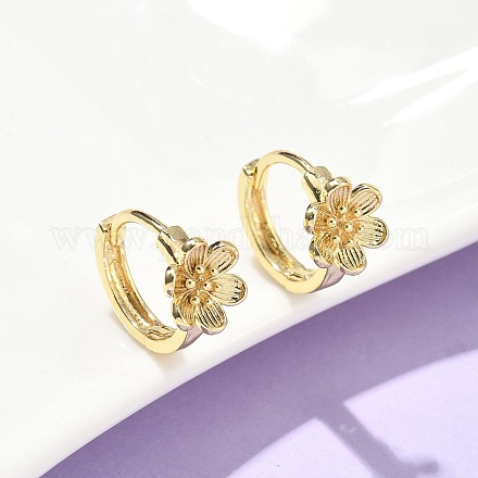 Серьги-кольца из латуни с цветком EJEW-Z102-02G-1