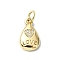 Heart Theme Brass Micro Pave Cubic Zirconia Charms, Cadmium Free & Nickel Free & Lead Free, with Jump Ring, Real 18K Gold Plated, Teardrop, 13.5x8x2.5mm, Hole: 3mm
