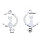 Non-Tarnish 201 Stainless Steel Pendants, Halloween Style, Moon with Cat, Stainless Steel Color, 15x10x1mm, Hole: 1.2mm