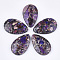 Synthetic Gold Line Regalite/Imperial Jasper/Sea Sediment Jasper Pendants, Dyed, teardrop, Dark Orchid, 48x30~30.5x7mm, Hole: 1.4mm