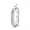 Rack Plating Brass Micro Pave Clear Cubic Zirconia Peanut Twister Clasps, Cadmium Free & Lead Free, for 3-Strand Pearl Bracelet Making Finding Clasps, Platinum, 25x10.5x3mm