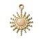 304 Stainless Steel with Natural White Shell Pendants, Sun, Golden, 18x13x3.5mm, Hole: 1.5mm