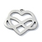 Non-Tarnish 304 Stainless Steel Pendants, Laser Cut, Heart with Infinity Charms, Stainless Steel Color, 12x15x1mm, Hole: 1mm