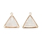 Natural White Shell Pendants, with Golden Brass Findings, Triangle, 17.5x17x5.5mm, Hole: 1.6mm