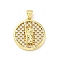 Brass with Cubic Zirconia Pendants, Cadmium Free & Lead Free, Round, Clear, 22x20x3.7mm, Hole: 5x3.5mm