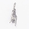 Brass Cubic Zirconia Pendants, Long-Lasting Plated, Mano Cornuto Italian Hand, Platinum, Lilac, 24x5x4.5mm, Hole: 3mm